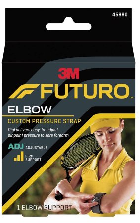 3M Futuro - Elbow Support One Size Fits Most Hook and Loop Strap Closure Tennis Elbow Strap Left or Right Elbow Black - 45980ENR