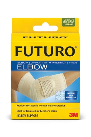 3M Futuro Elbow Support with Pressure Pads Large Pull-On / Hook and Loop Strap Closure Sleeve Left or Right Elbow - 47863EN