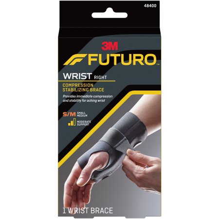 Futuro Compression Stabilizing - Wrist Brace Low Profile Aluminum / Nylon / Polyester / Polyethylene / Spandex / Silicone Right Hand Black Small / Medium - 48400ENR
