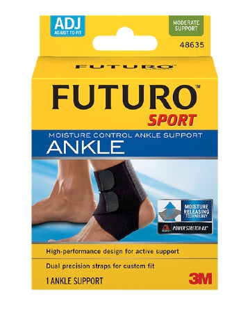 3M Futuro Sport Moisture Control Ankle Support One Size Fits Most Hook and Loop Strap Closure Left or Right Ankle - 48635EN