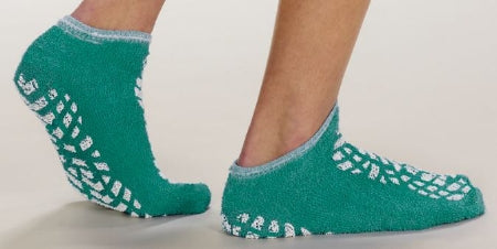 Alba Healthcare Terry Treads Slipper Socks Adult Small Green Ankle High - 46012-PED