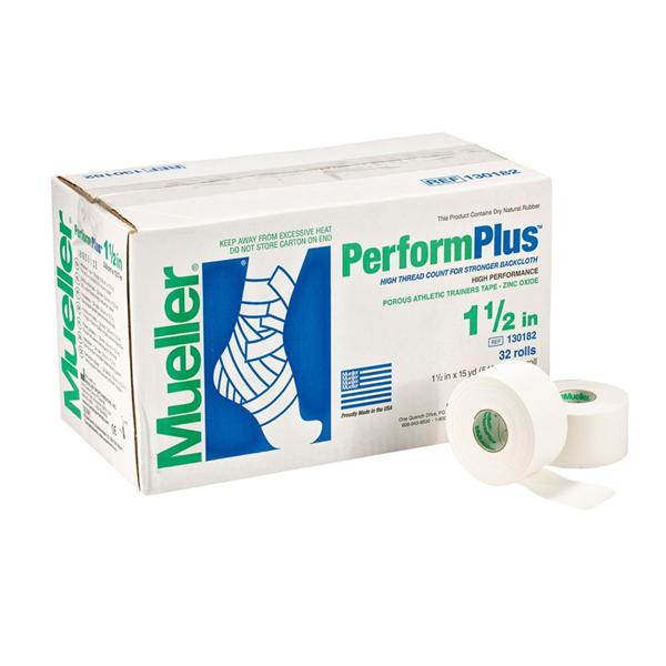 Mueller Sports Medicine Tape Trainers Perform Plus Cotton/Zinc Oxide 1.5"X15Yd White 32Rl/Ca - 130182