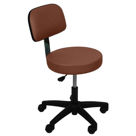UMF Medical Ultra Comfort Stool Padded Backrest Air Spring Height Adjustment 2 Inch Twin Wheel Carpet Casters Mocha - 6740MO