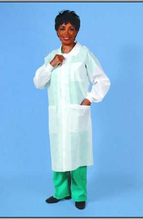 Lew Jan Textile Lab Coat White 2X-Large Long Sleeves Knee Length - ZZZ-DLC229