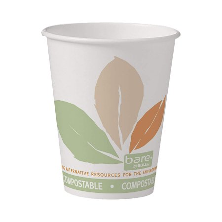 Bare Eco-Forward - Drinking Cup 8 oz. Leaf Print Paper Disposable - 378PLA-J7234