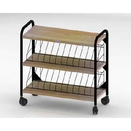 First Healthcare Products Level I 638 Series Mobile Chart Rack 24 Pockets Classic Oak - 638024