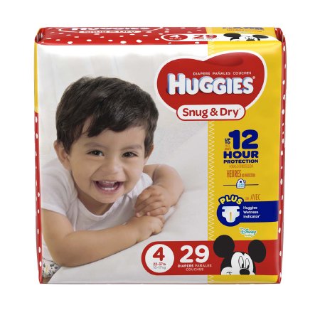 Kimberly Clark Huggies Snug & Dry Baby Diaper Tab Closure Size 4 Disposable Heavy Absorbency - 10518