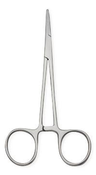 Centurion - Hemostatic Forceps Mosquito 5 Inch Length Floor Grade Stainless Steel Sterile Ratchet Lock Finger Ring Handle Straight Serrated Tips - 66485