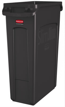 Saalfeld Redistribution Slim Jim Trash Can 23 gal. Rectangular Black LLDPE Open Top - FG354060BLA