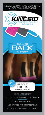 Fabrication Enterprises Kinesio Pre-Cut Kinesiology Tape Back Cotton 12 X 1 X 8 Inch Pink / Black NonSterile - 24-4930-20
