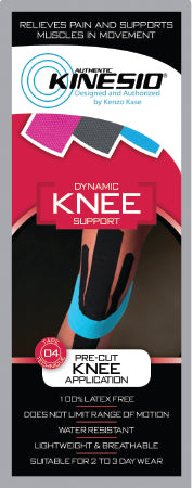 Fabrication Enterprises Kinesio Pre-Cut Kinesiology Tape Knee Cotton 12 X 1 X 8 Inch Blue / Black NonSterile - 24-4933-20