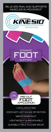 Fabrication Enterprises Kinesio Pre-Cut Kinesiology Tape Foot Cotton 12 X 1 X 8 Inch Pink / Blue NonSterile - 24-4935-20