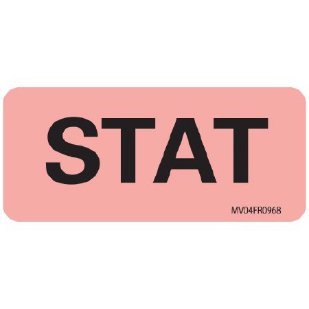 MedVision - Pre-Printed Label Advisory Label Red Paper Stat Black Alert Label 1 X 2-1/4 Inch - MV04FR0935