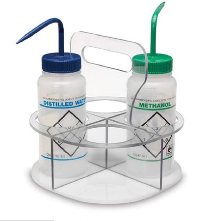 Market Lab - Rotating Wash Bottle Holder 8.5 X 8.5 X 9 Inch, Latex-free, 360° Rotation, 4 Section - 14382