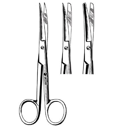 Econo - Operating Scissors 5-1/2 Inch Length Floor Grade Stainless Steel Sterile Finger Ring Handle Curved Sharp Tip / Blunt Tip - 96-2526