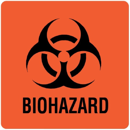 United Ad Label Pre-Printed Label Warning Label Biohazard Fluorescent Red 3 X 3 Inch - ULBH050