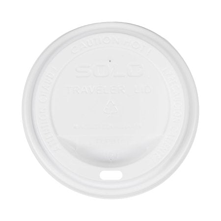 Traveler - Dome Lid White, Polystyrene, Sip Hole, Hot Applications - TLP316-0007