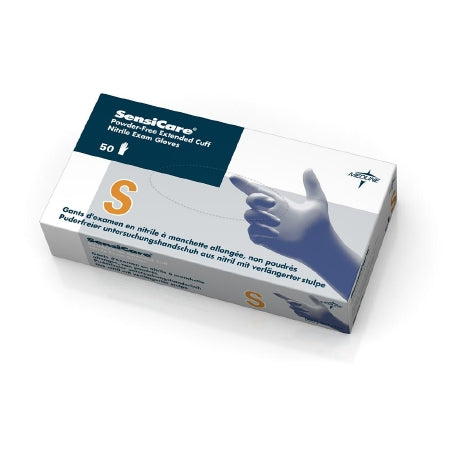 SensiCare Extended Cuff - Exam Glove Small NonSterile Nitrile Extended Cuff Length Fully Textured Blue Chemo Tested - MDS1284