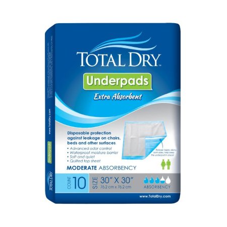 TotalDry - Underpad 30 X 30 Inch Disposable SecureLoc Heavy Absorbency - SP113010