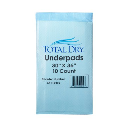 TotalDry - Underpad 30 X 36 Inch Disposable Fluff / Polymer Heavy Absorbency - SP115410