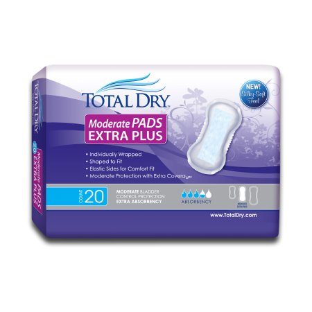 TotalDry - Bladder Control Pad 13-3/4 Inch Length Moderate Absorbency Polymer Core Regular Adult Female Disposable - SP1563
