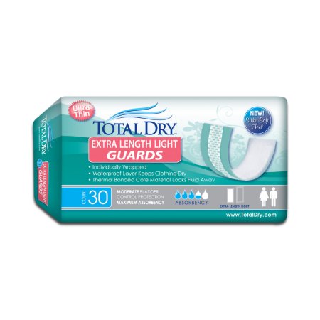 TotalDry - Bladder Control Pad 11 Inch Length Moderate Absorbency SecureLoc Core One Size Fits Most Adult Unisex Disposable - SP1565