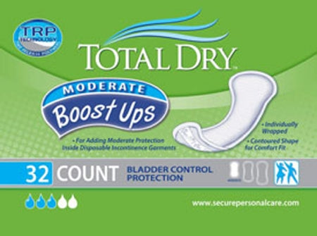 Secure Personal Care Products TotalDry Moderate Boost Ups Incontinence Booster Pad 11 Inch Length Moderate Absorbency Polymer Regular Female Disposable - SP1569