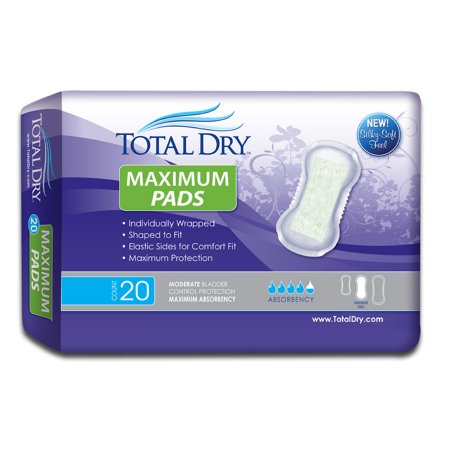 TotalDry - Bladder Control Pad 13-3/4 Inch Length Moderate Absorbency Polymer Core Regular Adult Female Disposable - SP1573
