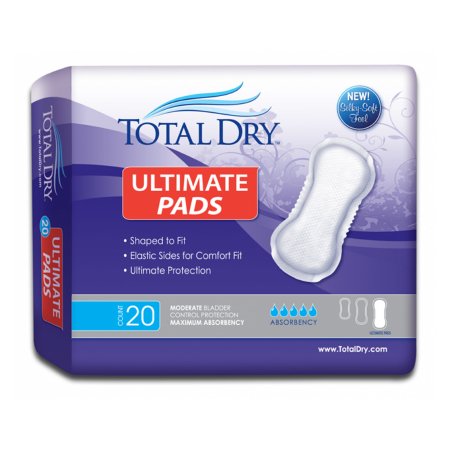 TotalDry - Bladder Control Pad 16-1/2 Inch Length Heavy Absorbency Polymer Core Regular Adult Female Disposable - SP1596