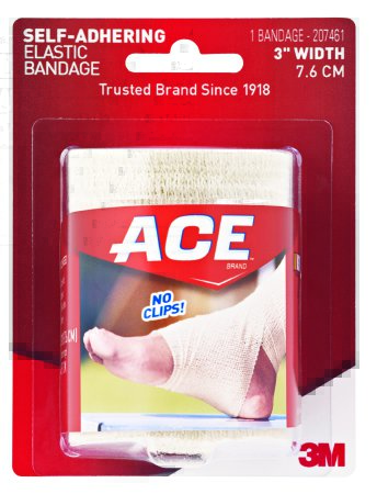 3M ACE Elastic Bandage 3 Inch Width Standard Compression Self-adherent Closure Tan NonSterile - 207461