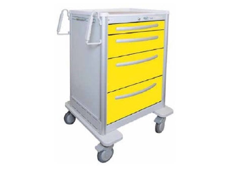Waterloo Industries Isolation Cart Aluminum 622 X 737 X 1067 mm 4 Drawers Gray Exterior, Yellow Drawer - UTGKA-3699-GRA