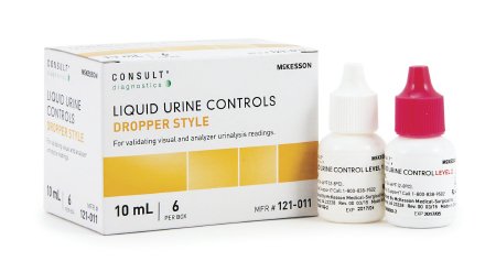 McKesson McKesson Consult Urine Chemistry Liquid Urine Dipstick Control Solution, 2 Levels Analyte Testing Positive / Negative Level 3 X 10 mL - 121-011