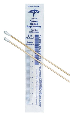 Medline - Swabstick Cotton Tip Plastic Shaft 6 Inch Sterile 2 per Pack - MDS202095