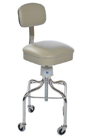 Pedigo Products - Anesthetist Stool Upholstered Spring Back Screw Shaft 3 Inch Double Ball Bearing Casters Black - P-1040-SS-LAK