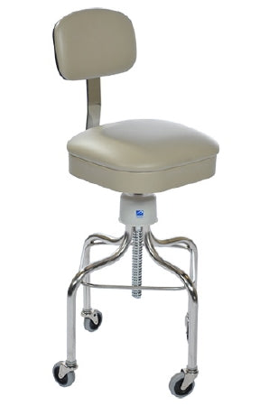 Pedigo Products Anesthetist Stool Upholstered Spring Back Screw Shaft 3 Inch Double Ball Bearing Casters Black - P-1040-SS-LAK