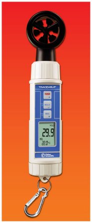 Fisherbrand Traceable - Digital Anemometer / Thermometer Fahrenheit / Celsius 32° to 122°F (0° to 50°C) Internal Sensor Handheld Battery Operated - 15078196