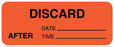 PDC - Pre-Printed Label pdc Auxiliary Label Red Paper DISCARD AFTER DATE_____TIME_____ Quality Control Label 7/8 X 2-1/4 Inch - ULPH236