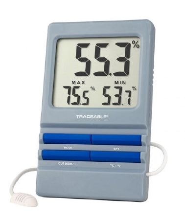 Control 3 Holdings LLC Traceable Digital Thermometer / Hygrometer Fahrenheit / Celsius -58° to +158°F (-50° to +70°C) Remote Probe Desk / Wall Mount Battery Operated - 4154
