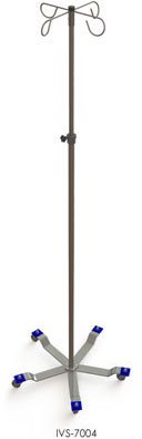 MRI Series - IV Stand 4-Hook Five Leg, 2 Inch Swivel Casters, Tip Resistant Base - IVS-7004