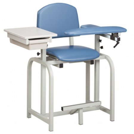 Lab X Series Extra Tall - Blood Drawing Chair with Drawer Single Adjustable Flip Up Armrest Royal Blue - 66022-3RB