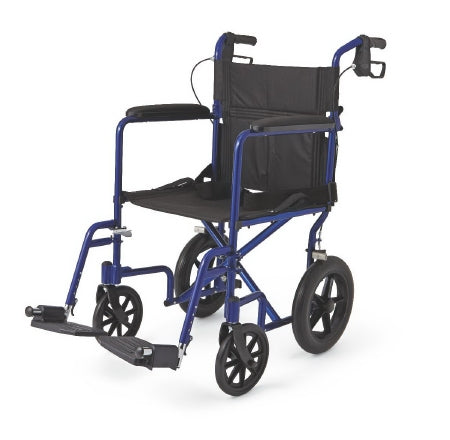 Medline - Transport Chair Aluminum Frame 300 lbs. Weight Capacity Full Length / Permanent Arm Red Upholstery - MDS808210ARE