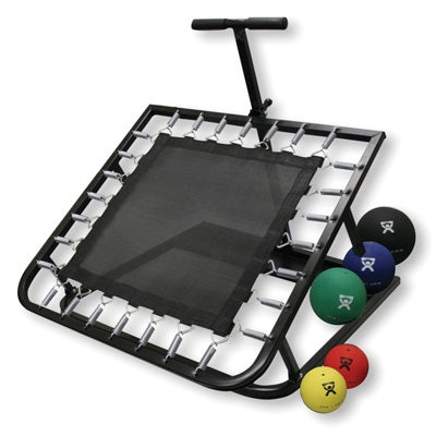 CanDo - Medicine Ball and Rebounder Set 5 Piece Set with Rectangular Rebounder and Storage Rack 3 lbs. / 4 lbs. / 7 lbs. / 11 lbs. / 15 lbs. - 10-3133