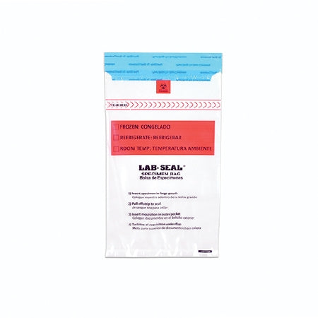 Elkay Plastics Lab-Seal Tamper-Evident Specimen Transport Bag 6 X 10 Inch Low Density Polyethylene Biohazard Symbol / Storage Instructions Adhesive Closure NonSterile - LABA610B