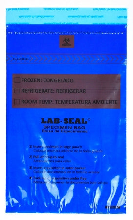 Lab-Seal Tamper-Evident - Specimen Transport Bag with Document Pouch 6 X 10 Inch Adhesive Closure Biohazard Symbol / Storage Instructions NonSterile - LABA610BL