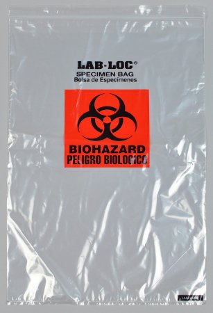 Lab-Loc - Specimen Transport Bag with Document Pouch 14 X 20 Inch Zip Closure Biohazard Symbol NonSterile - LABZ1420B