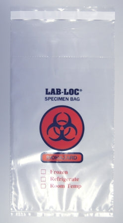 Tamper-Evident - Specimen Transport Bag with Document Pouch 10 X 10 Inch Adhesive Closure Biohazard Symbol / Storage Instructions NonSterile - LABAC21010