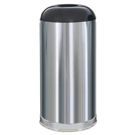Rubbermaid - Trash Can 15 gal. Round Silver Stainless Steel Open Top - FGR32SSSGL