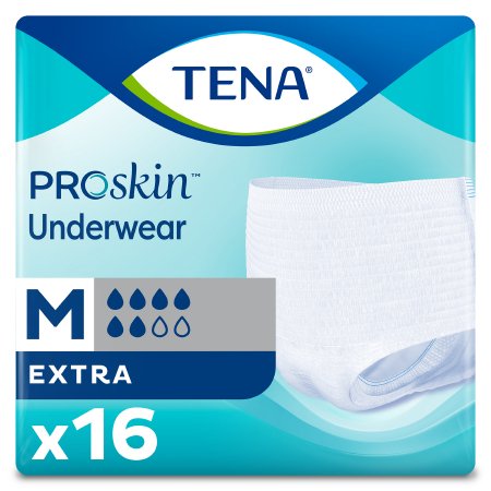 TENA ProSkin Extra Protective - Unisex Adult Absorbent Underwear Pull On with Tear Away Seams Medium Disposable Moderate Absorbency - 72232