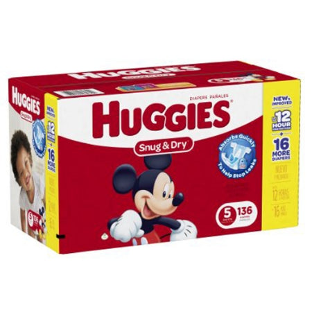 Kimberly Clark Huggies Snug & Dry Baby Diaper Tab Closure Size 5 Disposable Heavy Absorbency - 40703