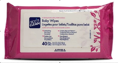 Sps Medical Supply Baby Wipe Nice'N Clean Soft Pack Aloe / Vitamin E Scented 40 Count - SA34540